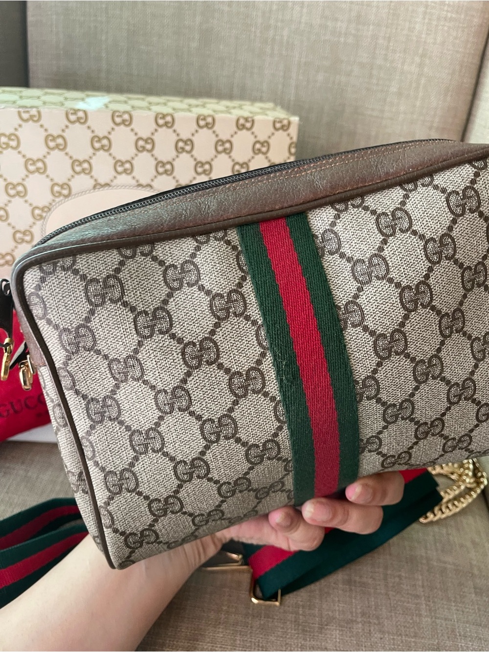 Authentic Gucci web sherry line clutch crossbody bag 89.01.012 - Picture 8 of 14